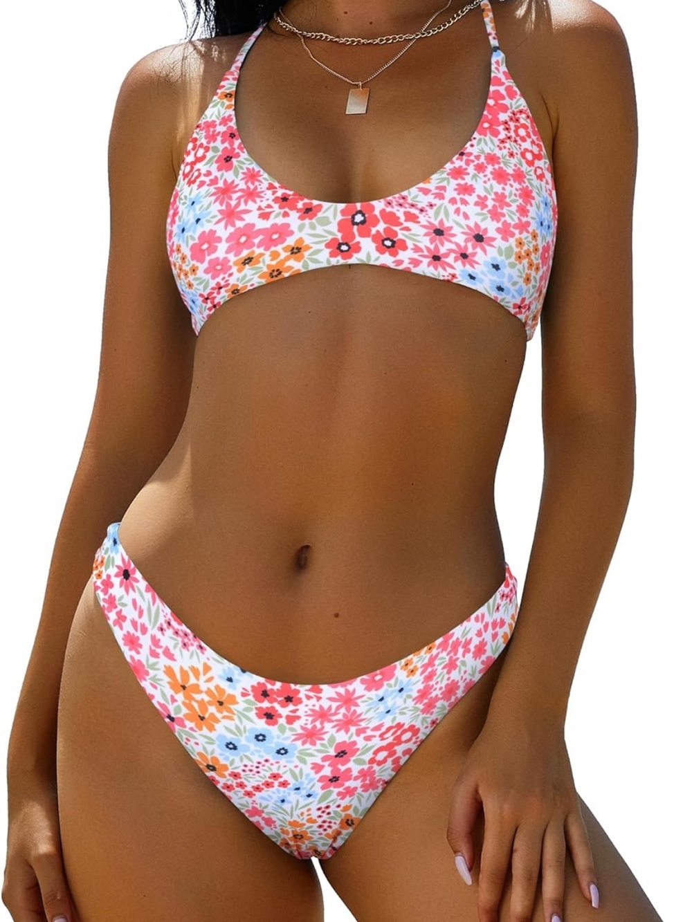 Tie Back Padded High Cut Bralette Bikini Set S bottoms/ Medium Top 1236/bb6-1